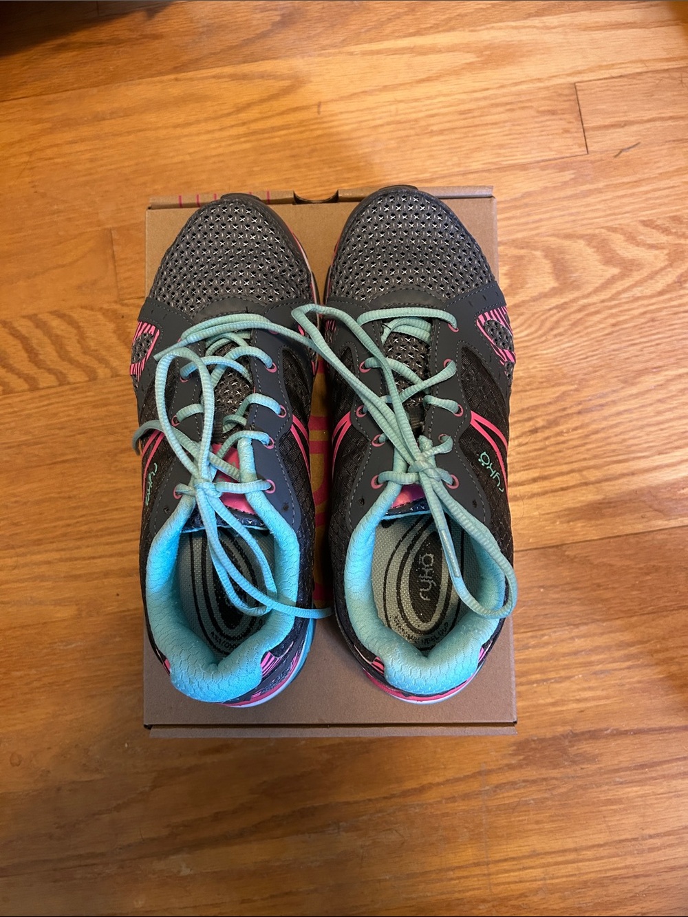 Ryka Women's Charcoal Sneakers Vida RDX with Teal and Pink Accents